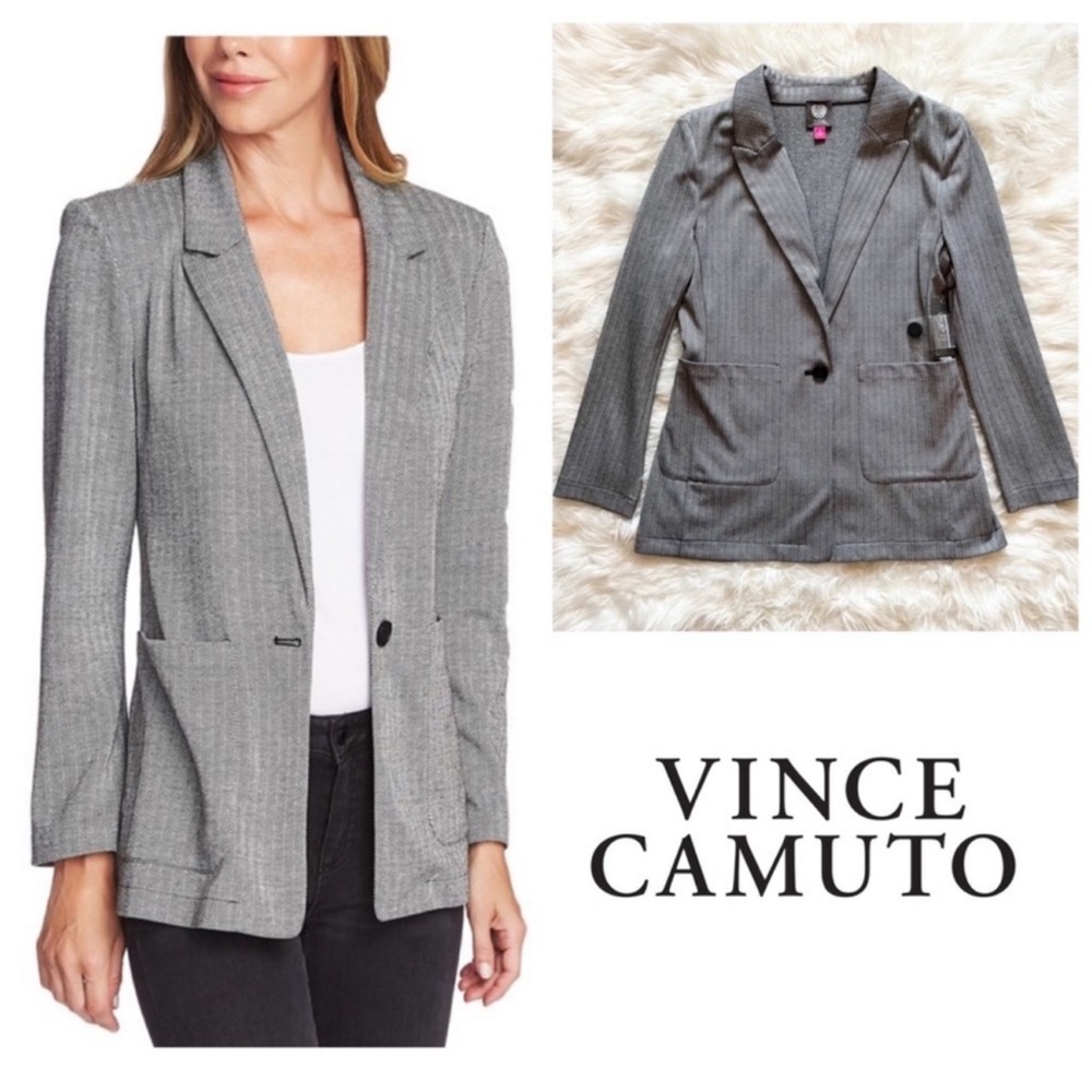 New! VINCE CAMUTO Herringbone Double Breast Blazer